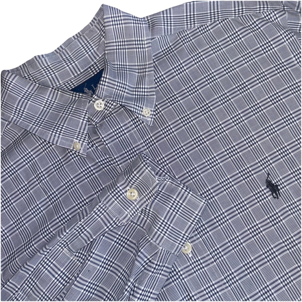 Ralph Lauren Men's 15 1/2 32/33 Button Gray Black Check Classic Fit Long Sleeve
